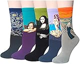 Siehin Calcetines para Hombre Mujer, Pintura Famosa Medias Algodón Calcetín (5 Pares A)