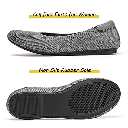 Image of Frank Mully Women's Ballet Flat Shoes Knit Dress Shoes Round Toe Slip On Ballerina Flats for Woman Low Wedge Comfort Soft