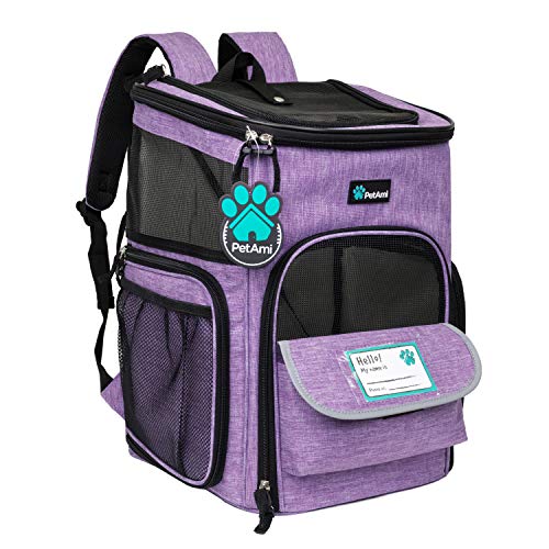 PetAmi Pet Carrier Backpack for Small Cats, Dogs, Puppies | Airline Approved | Ventilated, 4 Way Entry, Safety and Soft Cushion Back Support | Collapsible for Travel, Hiking, Outdoor (Purple) PetAmi Pet Carrier Backpack for Small Cats, Dogs, Puppies | Airline Approved | Ventilated, 4 Way Entry, Safety and Soft Cushion Back Support | Collapsible for Travel, Hiking, Outdoor (Purple)