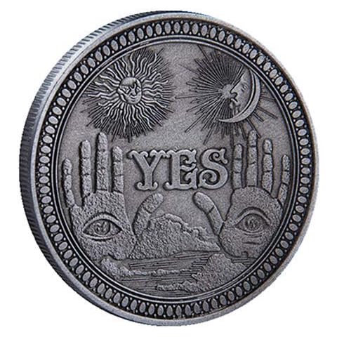 Wooer YES&NO Bronze Coin, Perfect Divination Flip Coin Commemorative Badge Collection Toy (Silver) Cover