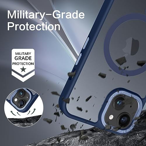 Image of BENTOBEN Magnetic for iPhone 13 Case & iPhone 14 Case [Compatible with Magsafe] Translucent Matte Phone Case iPhone 13 /14 Slim Thin Shockproof Women Men Protective Cover for iPhone 13 /14, Navy Blue