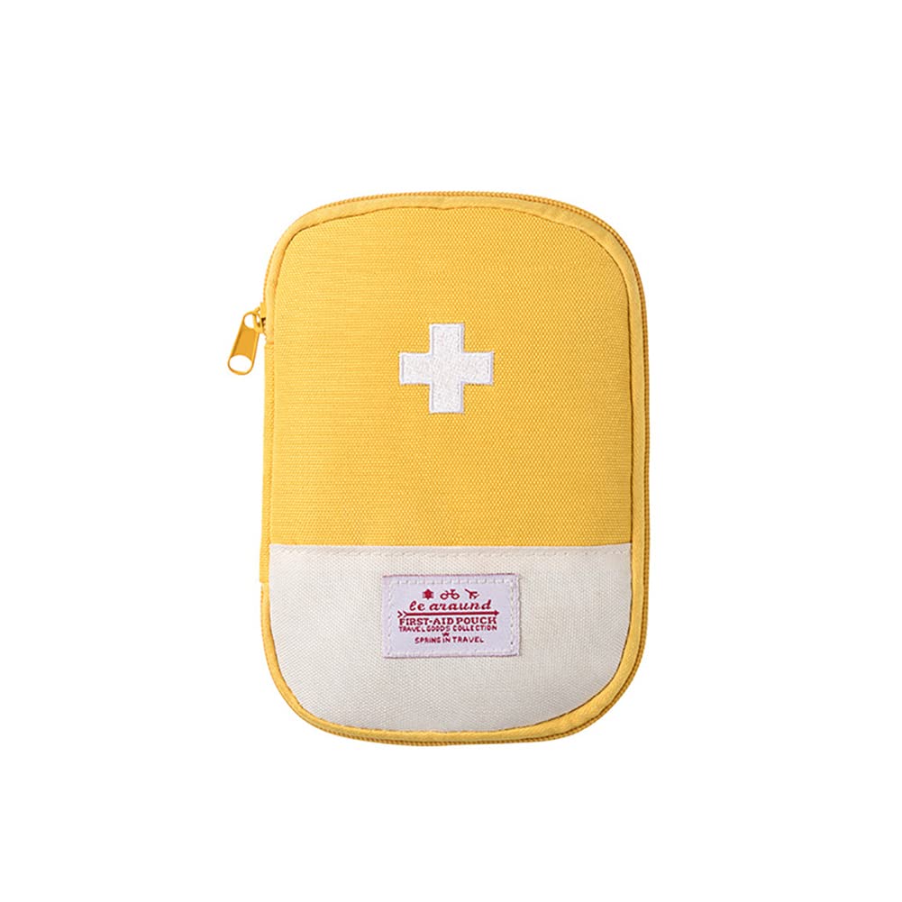 First Aid Bag, Empty First Aid Pouch, Mini Portable Medical Bag for Outdoor Camping Hiking Home Travel Emergency, Multi Emergency Medicine Storage Bag Cycling 18x13x2cm (Yellow)