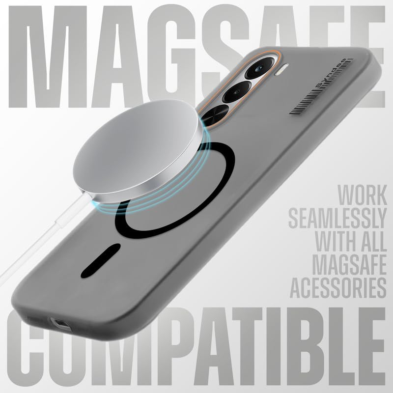 Image of Mr. Case Back Cover for Realme P4x 5G Sleek Frosted Translucent Back Only Compatible with Wireless Magnetic Accessories | Anti-Scratch Shockproof Phone Case - Black
