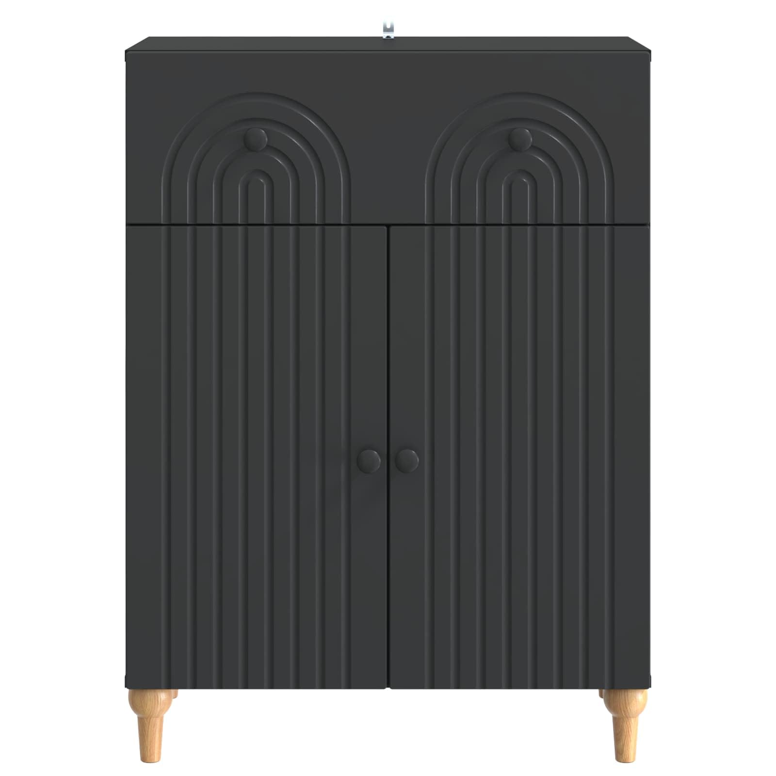 Credenza nera, 66 x 34,5 x 90 cm, comò con cassetto