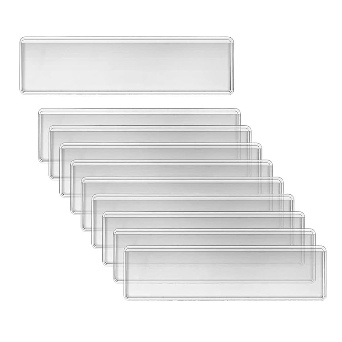 10 Pieces Clear Plastic Adhesive Label Holders for Storage Containers with Name Tags, Removable Adhesive Pockets for Shelf, Mailbox, Filing Cabinets