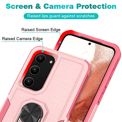 Image of Sandstone Mystery Case for Samsung Galaxy S23 Military Grade Shockproof with Metal Ring Kickstand for Samsung Galaxy S23 Phone Case - Pink