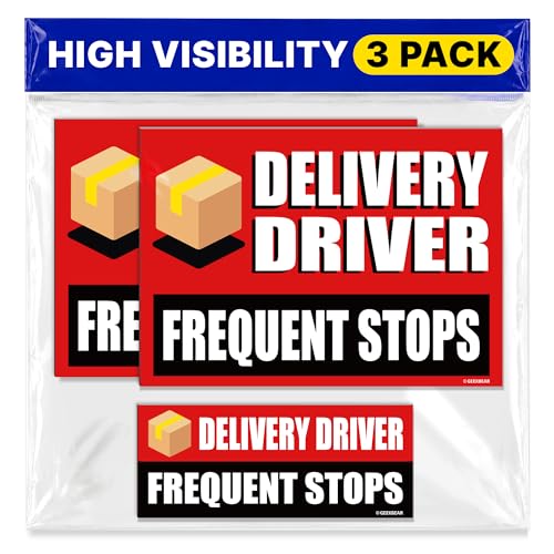 Image of GEEKBEAR Delivery Driver Car Magnet - Eye-Catching, Reflective, Weather-Resistant - Set of 3 (Red)