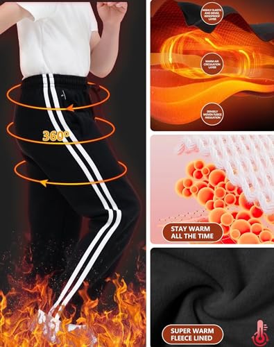 Rolimaka 4 Pcs Boys Sweatpants Soft Fleece Lined Open Bottom Youth Basic Athletic Joggers with Pockets Thermal Pants for Boys4