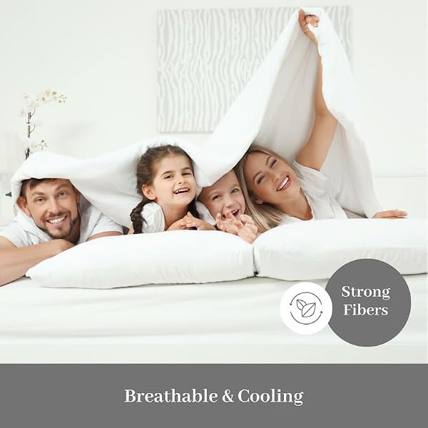 DreamFit DreamCool 100% Egyptian Cotton Cooling Bed Sheet Set for Adjustable Bed with Elastic Corner Straps Extra Deep Pocket Crafted in USA Split King Sheet Set Ivory by DreamFit - Used condition - Image 2