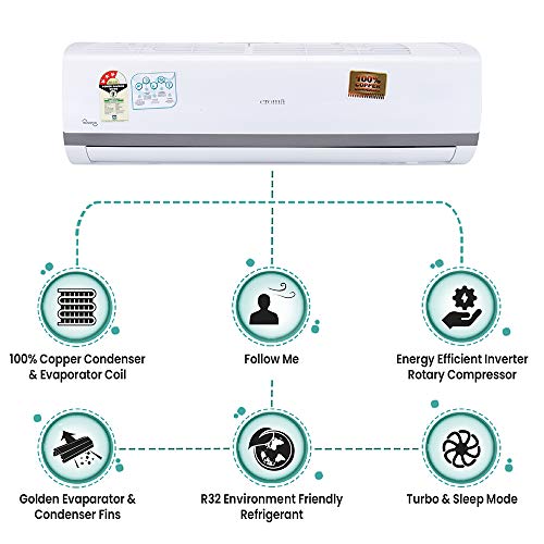 Image of CROMA Copper 3 Star Split Inverter AC with Installation (1.5 Ton, CRAC7557, White) with Free Installation