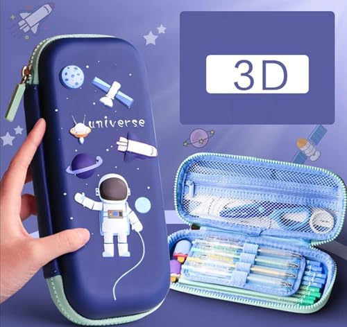 Image of WireScorts 3D Cover Eva Space Astronaut Theme Pencil Case Large Capacity Pencil Pouch, Space Pencil Case for Kids, Stylish Pen Holder Pouch Stationery Box