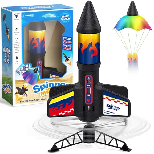 Demolike Rocket Launcher for Kids, Launching Air Rocket Toy Model Rockets with Parachute Safely Land 200 Feet of Flight Altitude Outdoor Toys for Ages 8-13 Birthday Gift for Kids Boys & Girls