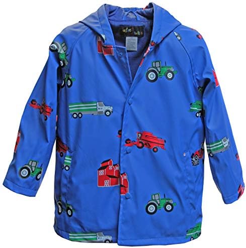 Foxfire for Kids Boys Blue Firetruck and Dalmatian Raincoat