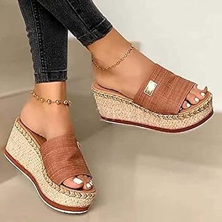 GLEYDY Ladies Platform Shoes, Wedge Sandal, Summer Open Toe Fashion Comfy Non-slip Large Size Platform Sandals Women's Sandals Outdoor Beach Sports Shoes,Black,37
