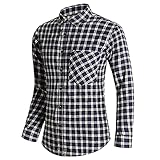Hawaii Hemd Herren Baumwolle Kariert Knöpfe Bügelfrei Formal Karohemd Herren Hemd Slim Fit Freizeit Langarm Modische Hemden Langarmhemd Knöpfe Elegant Sommer Frühling