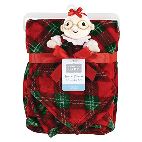 Image of Hudson Baby Unisex Baby Plush Blanket with Security Blanket, Mrs. Claus, One Size
