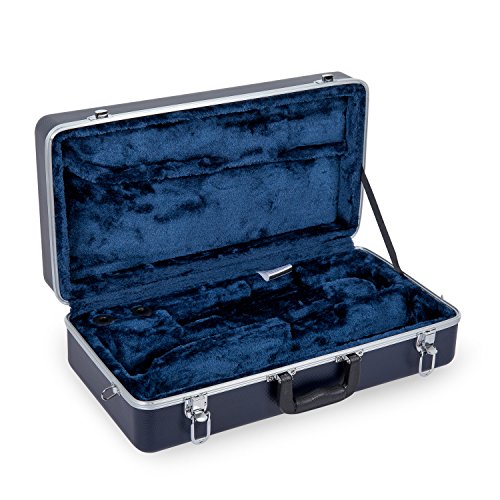 Crossrock Trumpet Case for Bb Horn | Textured Blue Finish with Velvet Interior, Security Lock, Metal Feet & Detachable Strap (CRA861TRBL)