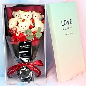 Sapone Fatto A Mano Petalo di Rosa Petalo di Rosa Petalo di Rosa Confezione Regalo, (3 Fiori E 6 Orsi),C