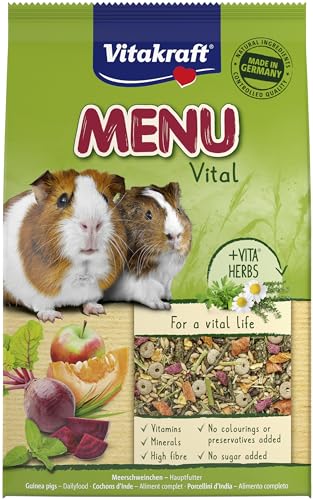 Vitakraft Menü Vital, Meerschweinchen Futter, mit Apfel, mit Kürbis, mit Roter Beete, angereichert mit Kräutern, ohne Zusatz von Zucker und Getreide (1x 5kg)