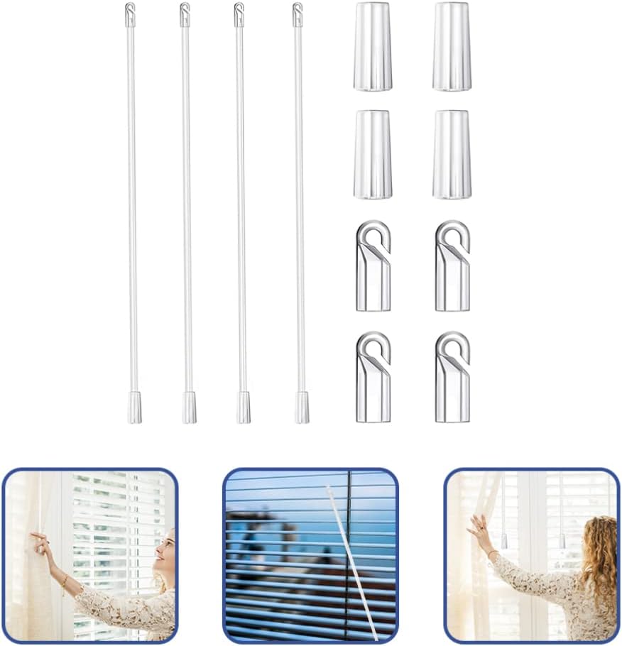 DOITOOL Automatic Blinds Opener 8Pcs Blind Wand Vertical s Replacement Parts Inch Clear Plastic Tilt Wand Replacement with Hook and Grip Opener Accessory Plastic Wands