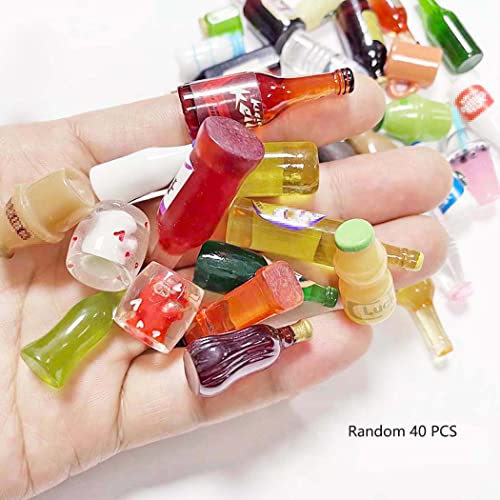 Aabellay 40 Stück Mini Harz Weinflaschen Miniatur Bierflaschen Flaschen Trinken Modell für Schmuck Herstellung Schlüsselanhänger Halskette Armband Ohrringe DIY Brosche Handyhülle - Zufälliger Stil – Bild 3