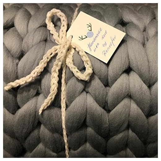 reneefer Handmade | gris colcha de 100% Lana de Merino XXL 120 x 180 cm Manta Decoración Manta skandinavisch