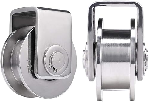 KDDEON - Juego de 2 ruedas de ranura de acero inoxidable 304, para tubo cuadrado o riel I, marco de puerta, carrito mecánico KDDEON - Juego de 2 ruedas de ranura de acero inoxidable 304, para tubo cuadrado o riel I, marco de puerta, carrito mecánico