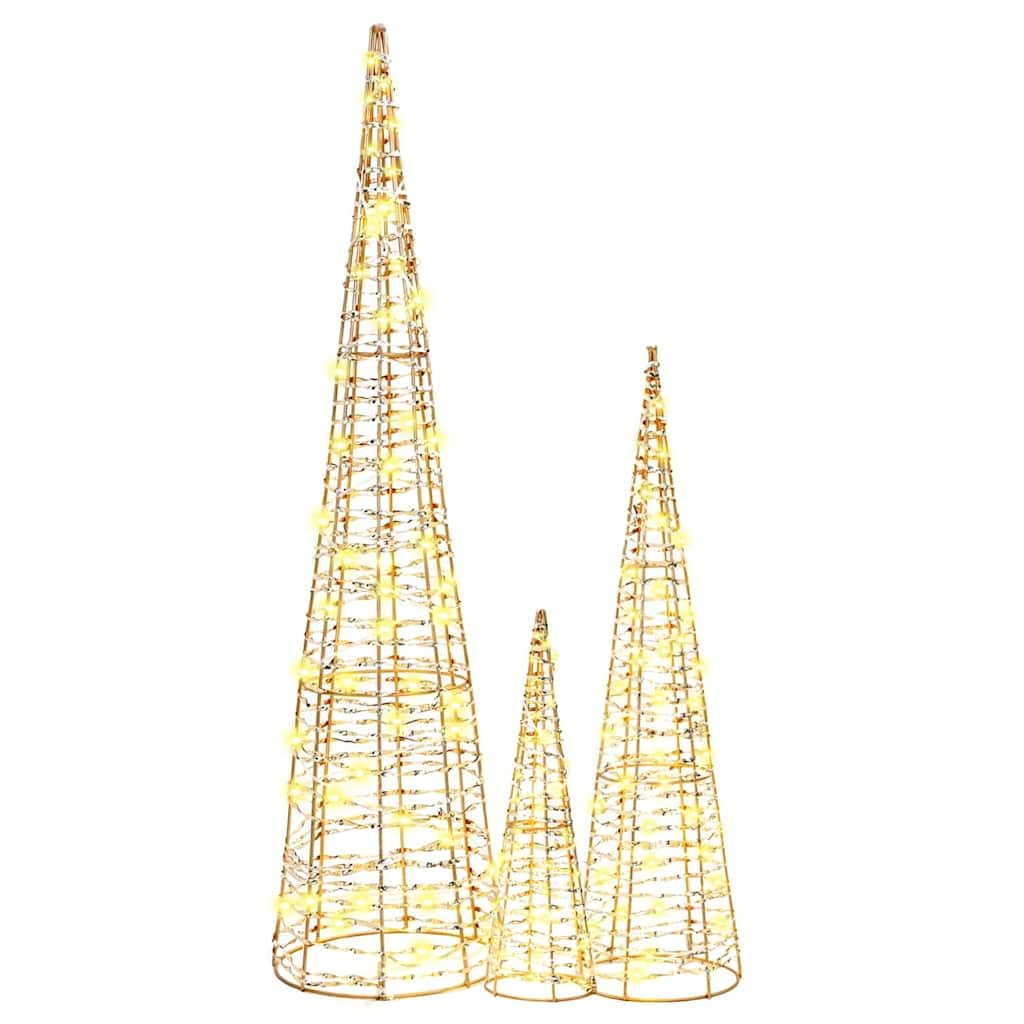 vidaXL Árbol de Navidad 3 uds. cálido 20 x 20 x 80 cm Pet 90 LED