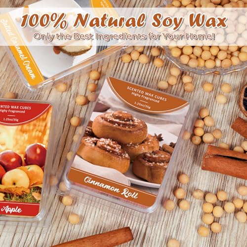 SCENTORINI Wax Melts, Fall Scented Wax Melts, 6 Pack, Cinnamon Roll, Salted Caramel Cream, Marshmallow Dreams, Sicilian Lemon, Golden Apple, Vanilla Cake - Image 5