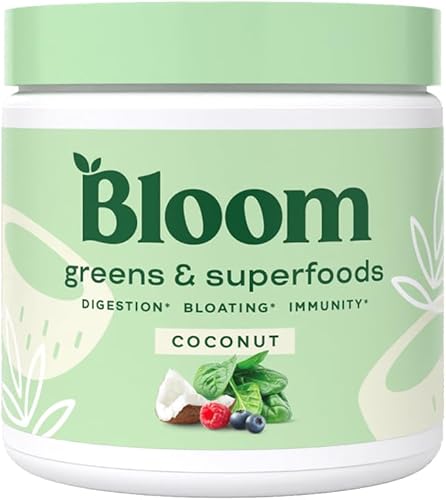 Bloom Nutrition Green Superfood Super Greens Powder Juice & Smoothie Mix Comida entera completa (espirulina orgánica, clorela, hierba de trigo),