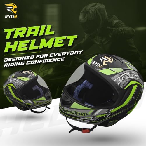 Image of Rydr AC Dx Flip-Up Full Face Motorbike Helmet | | Durable Two-Wheeler Helmet for Men and Women | Comfortable Fit with Air Ventilation for Safe Bike & Scooter Riding