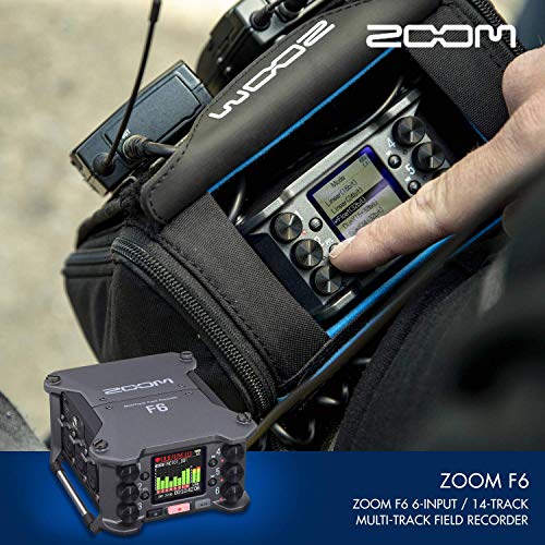 Zoom F6 6-Input / 14 Track Multi-Track Ultra-Compact Field Recorder + Q6 Dynamic Handheld Microphone and SR360 Over-Ear Dynamic Stereo Headphones with Deluxe Accessories Package