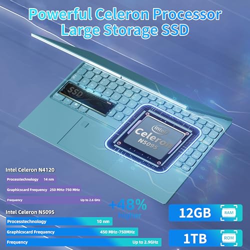Image of 16 inch Laptop Ultra-Narrow bezels 2.5K FHD(2560x1600) IPS Screen, Celeron N5095,12G RAM, 1TB SSD, 7-Color Backlit Keyboard, Fingerprint Reader, Lightweight for Study Work & Play (Blue, 1, TB)