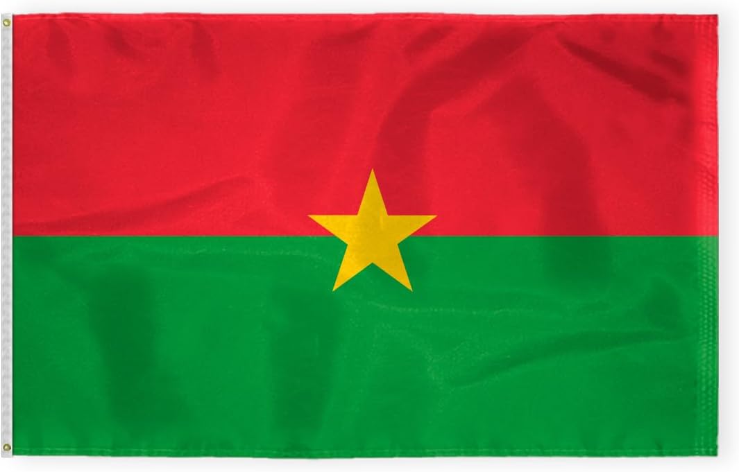 AGAS Republic of Burkina Faso Flag 2x3 ft Outdoor 200D Nylon Double Stitched Hem Rust Proof Brass Grommets Canvas Header Burkinabe National Flag