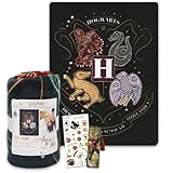 Harry Potter Throw Blanket Set - Hogwarts Bundle Includes 46x60 Plush Throw, Stickers, More | Wizard Blanket for Kids