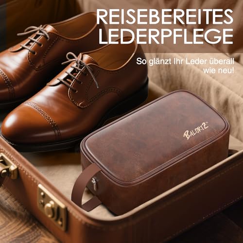 BALORIZ Leder-Schuhputzset für Herren – 13-teiliges Schuhputzset mit Schuhcreme, Minnnk-Öl, Rosshaarbürsten-Set für Lederstiefel, Schuhpflegeset, Weihnachts- und Geburtstagsgeschenke