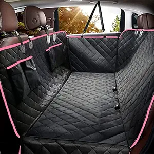 Ashok Enterprises Dog Car Seat Cover for Back Seat, Waterproof Seat Protector Scratchproof Pet Hammock with 4 Bags Side Flaps, Washable Nonslip Backseat Protection for Cars Trucks and SUVs.