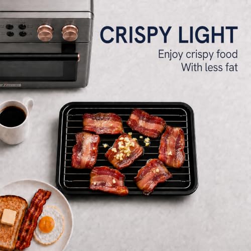 Image of VAL CUCINA Infrared Heating 26.3 QT Air Fryer Toaster Oven, Large Countertop Convection Oven 10-in-1 Combo, 6-Slice Toast, Enamel Baking Pan Easy Clean with Recipe Book, Black Matte Stainless Steel