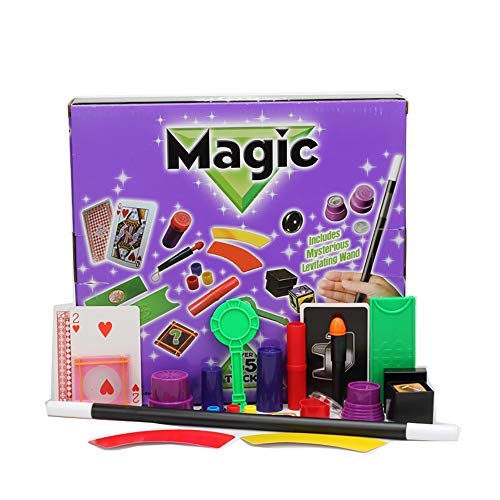 Magic Kit Set for Kids,Easy Magic Tricks for Beginners Perform More Exciting Tricks with Magic Cup Ball Cards Trick Coin Magic Wand etc (Pink) (Purple)