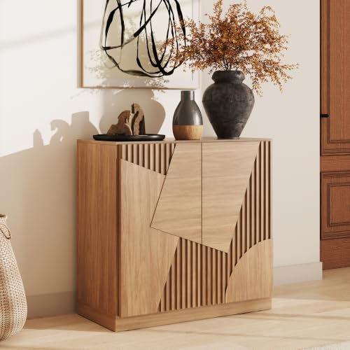 Image of BELLEZE 33 inch Modular Sideboard Buffet Cabinet - Camel L