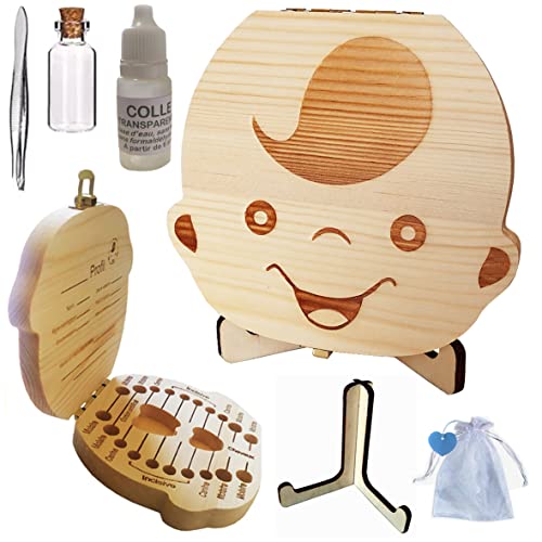 Générique Boîte à dents de lait en bois, Fille ou Garçon, version française (Garçon) Garçon