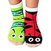 Kids Ladybug and Caterpillar Socks - Mismatched Friends With Grips (Age 4-8)
