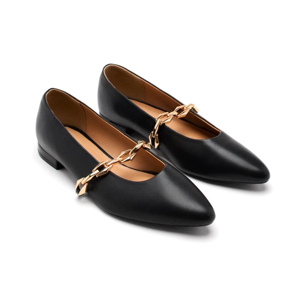 GIOSEPPO Women's Hallie Mary Jane Flat, Black/White, 7 UK