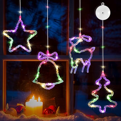 DazSpirit 4 Stück Weihnachtsbeleuchtung Fenster, 13 LEDs...
