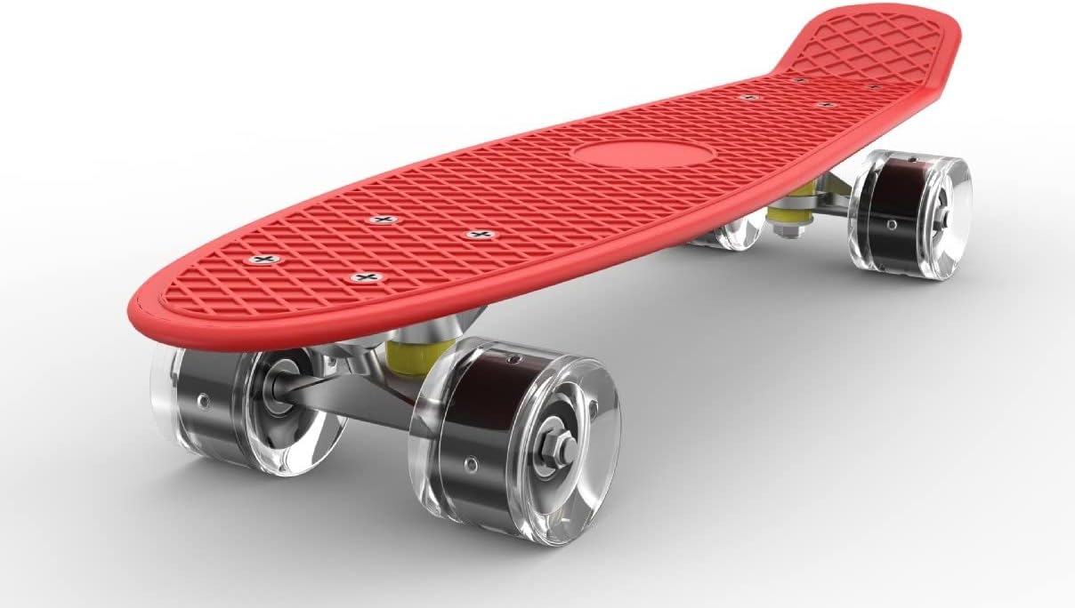 22 led light up skateboard for kids ages 6-12, and teens with strong aluminum trucks and lighted pu wheels; mini cruiser kid skateboard for girls and boys beginners (orange)