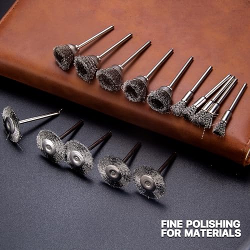 Image of 15 Pieces Stainless Steel Wire Brushes, Wire Brush Wheel, Steel Wire Polishing Wheel Kits for Dremel Rotary Tools (1 /8 Inch Mandrel)