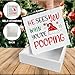 Christmas Bathroom Decorations - Funny Christmas Decor, He Sees You When You're Pooping Bathroom Wooden Sign, Home Decor for Desk Table Shelf 5 X 5 Inches