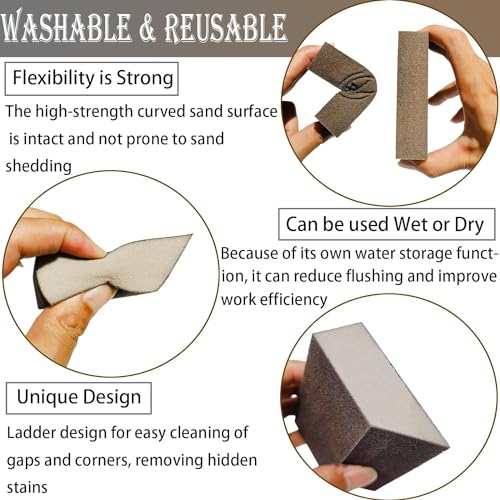 6 Pack Single Sanding Sponge Set - 60/80/120/180/220/320 Grit Sanding Blocks Assortment, Washable and Reusable Sanding Blocks for Wood Drywall Metal Home Sanding… - Thumbnail 3