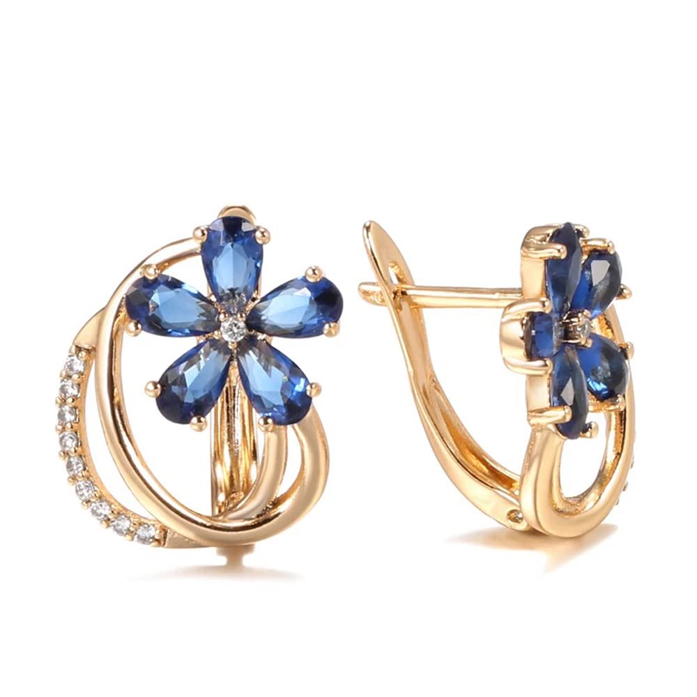 Shining Diva Fashion 18k Rose Gold Plated Latest Fancy Stylish Copper Zircon Bali Earrings for Women and Girls
