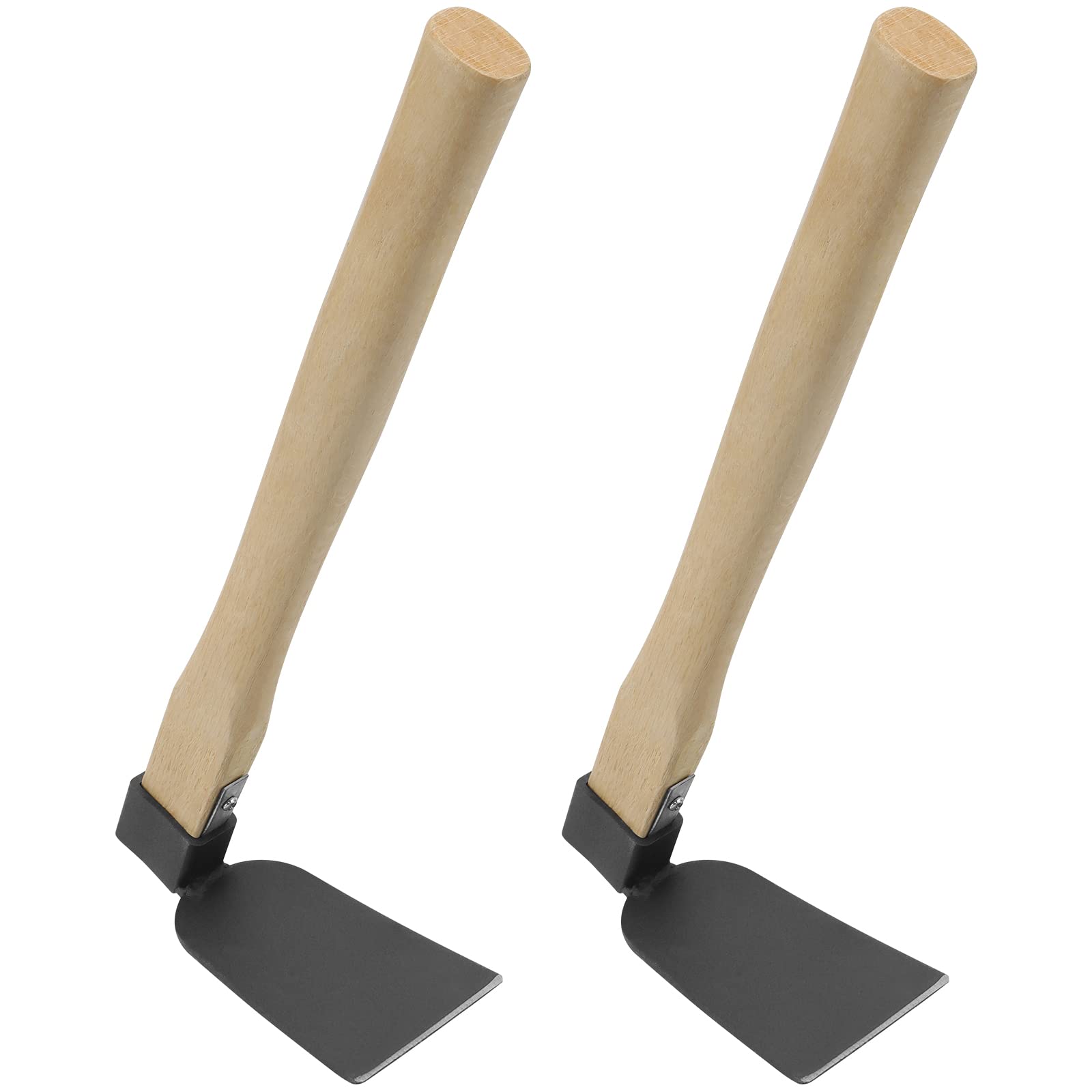 KEILEOHO 2 PCS 15 Inch Handheld Hoe, Hand Hoe Garden Tool, Carbon Steel Head and Wood Handle Garden Hoe for Transplanting, Digging, Planting,